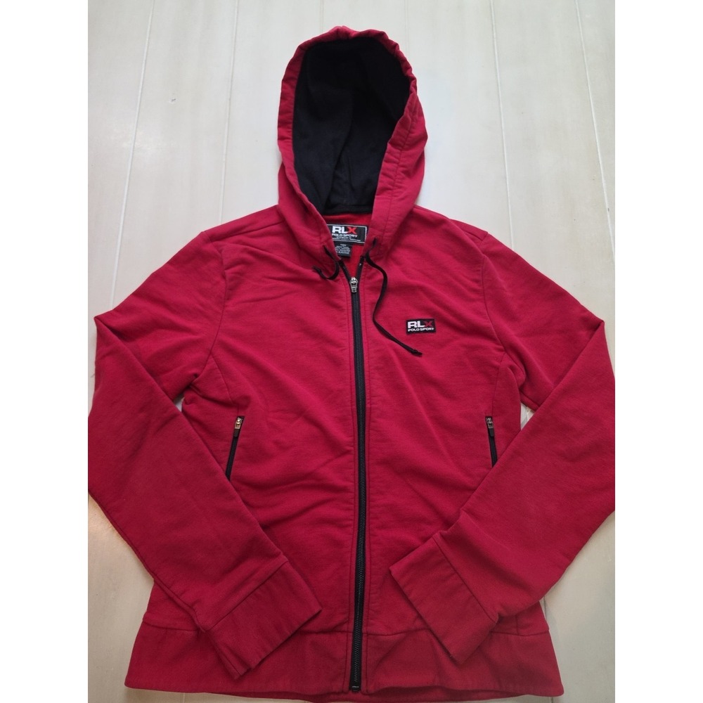 RLX Polo Sport Womens‎ M Full Zip Hooded Sweatshirt Lightweight Red